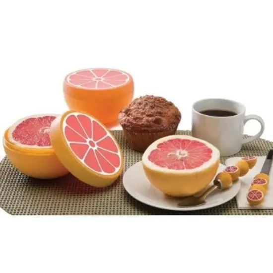 Hutzler 2pc Grapefruit Saver Keeper Storage Container Set - Keeps Fresh Longer {2}