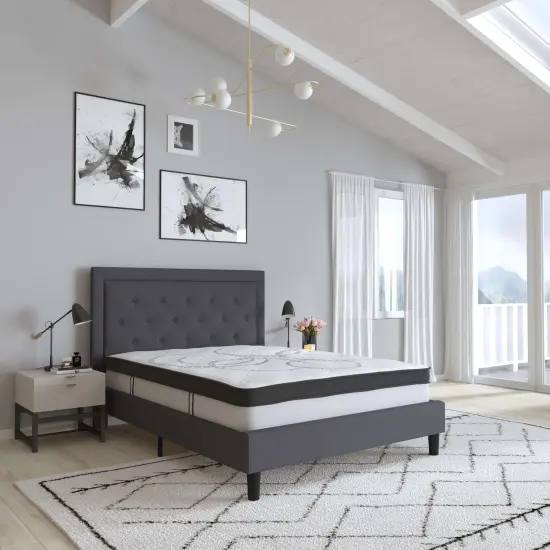 Merrick Lane Luna 10 Inch Hybrid Mattress CertiPUR-US Certified Foam & Pocket Spring Mattress in a Box {1}