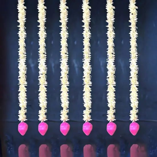 Lotus Buds Jasmines Gajra Artificial Floral Decor Indian Wedding Decor Garland for Decoration Strings with Jasmine Diwali Pooja Backdrop Day of the Dead {3}