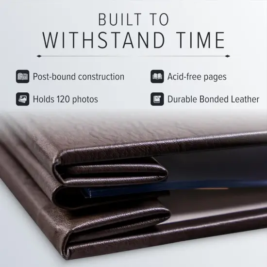 Gallery Leather Yarmouth 6 UP Photo Albums, Holds 4x6&rdquo; photos, Bonded Leather, Post-Bound, 20 pages, - 12.75" x 14.5" Freeport Mocha {3}