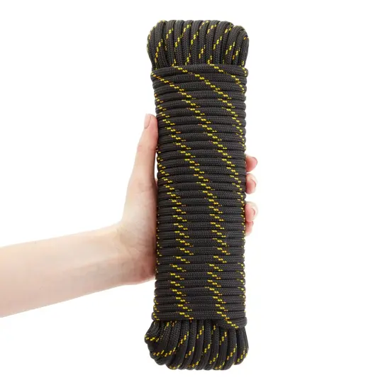 2 Pack 1/4 Inch x 100 Ft Braided Nylon Rope for Knot Tying Practice, Camping, Boats, Trailer Tie Down, Pinata Black {6}