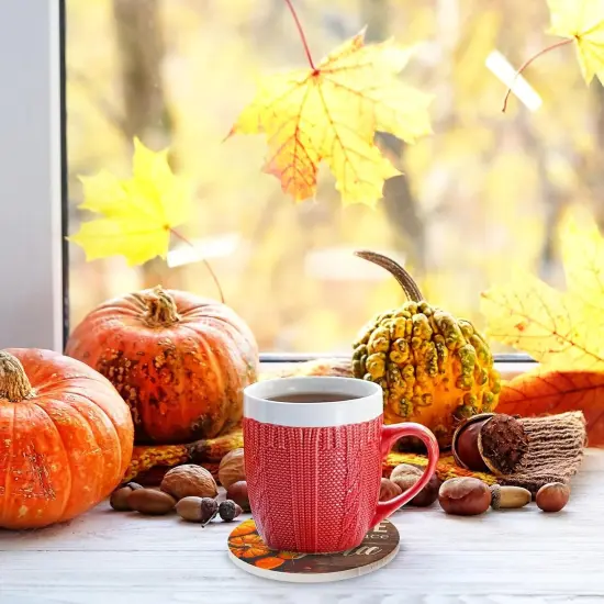 6 Pack Fall Pumpkin Thank Coaster {4}