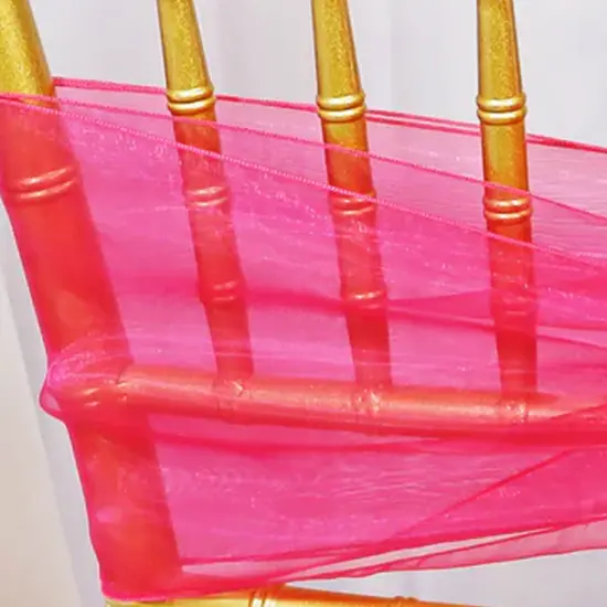 10 Pieces Fuchsia Organza Chair Sashes 8"x108" Sheer Chair Decor for Wedding & Events {5}