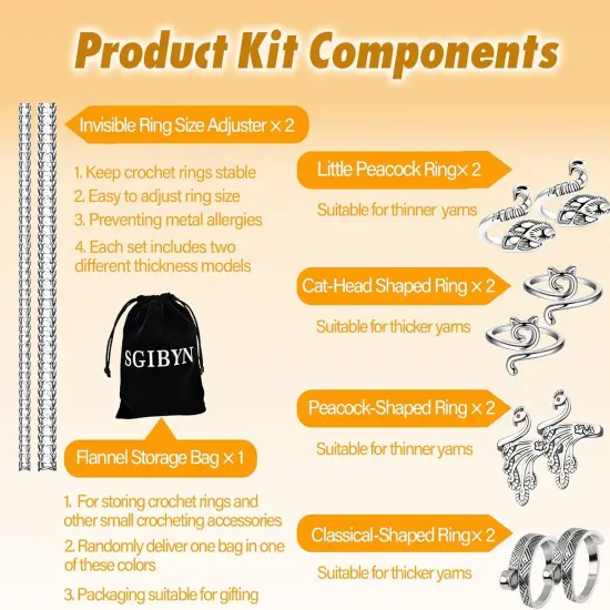 8 Pack Adjustable Crochet Yarn {3}