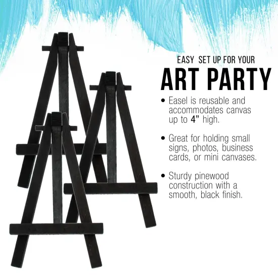 5" Mini Easel (6 Pack) - Black Wooden A-Frame Tabletop Display Stand, Mini Easel Stand - Small Easels for Display, Small Canvases, Crafts, Business Cards, Signs, Photos, Gifts {4}
