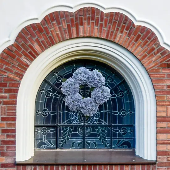 15" Blue Hydrangea Wreaths - 2-Pack, Lifelike Blooms on Grapevine Base, Perfect for Front Door, Wall & Wedding Décor - Spring & Year-Round Accent, Floral Home by Artificial Flowers {2}