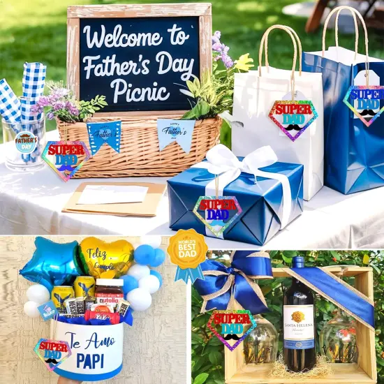 Wooden DAD Ornaments to Paint Father's Day Birthday Party Decoration Cutouts Unfinished 24PCS 3.5 x 3 inches, DIY Blank Unfinished Wood Daddy Ornament for Home Crafts Hanging Father Day Decoration {5}