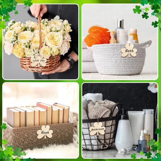 Wooden Shamrock Ornaments to Paint St. Patrick's Day Decoration Cutouts Unfinished 24PCS 3.5 x 3 inches, DIY Blank Unfinished Wood Discs Ornament for Home Farmhouse Crafts Hanging Spring Decorations {5}