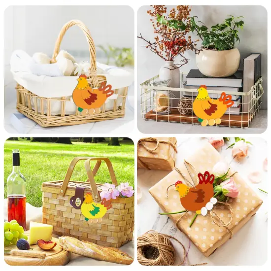 Wooden Easter Ornaments to Paint Spring Decoration Hen Cutouts Unfinished 24PCS 3.5 inches, DIY Blank Unfinished Christmas Tree Wood Discs Ornament for Home Crafts Hanging {2}