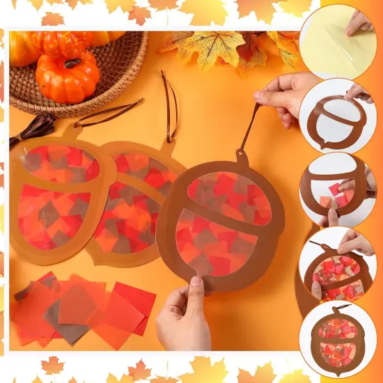 24 Sets Fall Acorn Crafts Kit DIY Tissue Paper Sign Crafts {3}