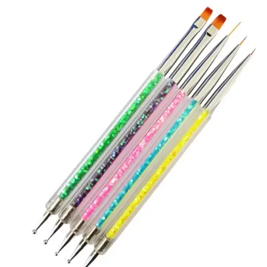 Art Brushes 5 Pcs Double Ended Fine Nail Liner Brush Dotting Pen {1}