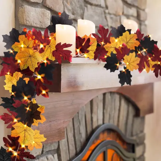 Fall Garland String Lights with Timer - 50 LED 16.4Ft (Black) {4}