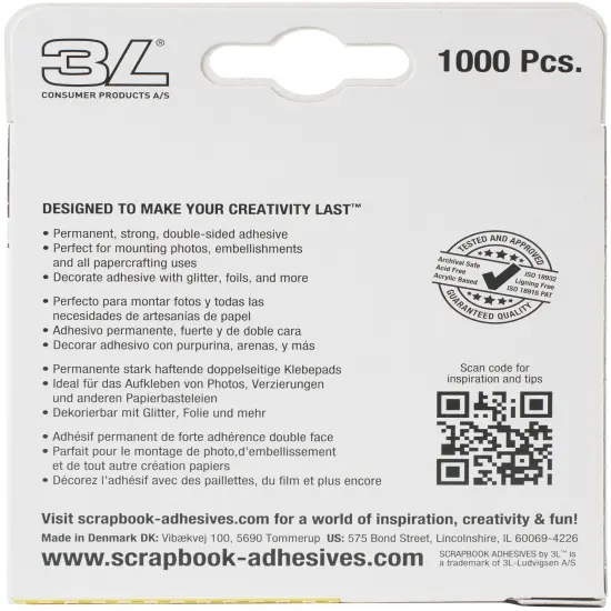 Scrapbook Adhesives Mounting Squares 1000/Pkg-Permanent, White, .5"X.5" {3}