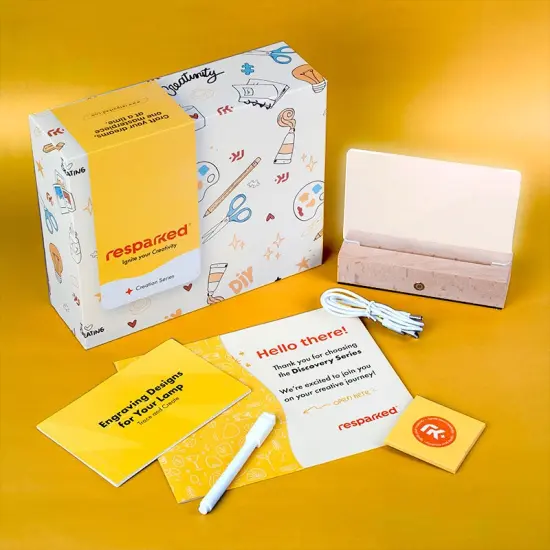 Resparked Creation Series Acrylic Lamp Crafting Kit &ndash; Personalized Engraving, Rechargeable Base, Step-by-Step Instructions, Stencils, and Practice Material for Home D&eacute;cor or Gift-Giving {1}