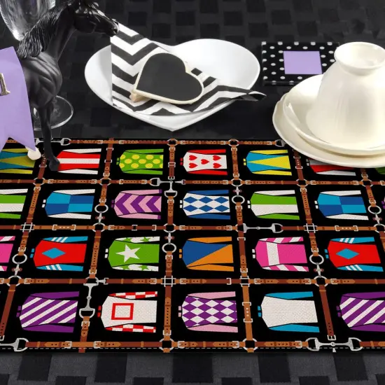 Kentucky Derby Table Runner Run for The Roses Jockey Attire Tablecloth Horse Racing Party Kitchen Dining Home Decoration (13" x 72") {4}