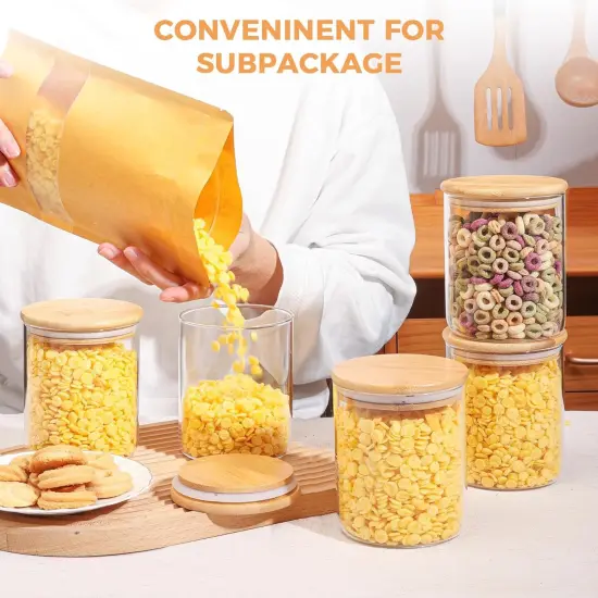 25oz Glass Food Storage Jars Set of 6, Clear Glass Storage Containers with Lids, Pantry Organization Jar, Spice Jar, Blooming Tea, Coffee and Sugar Container, Small Canister Set for Kitchen {3}