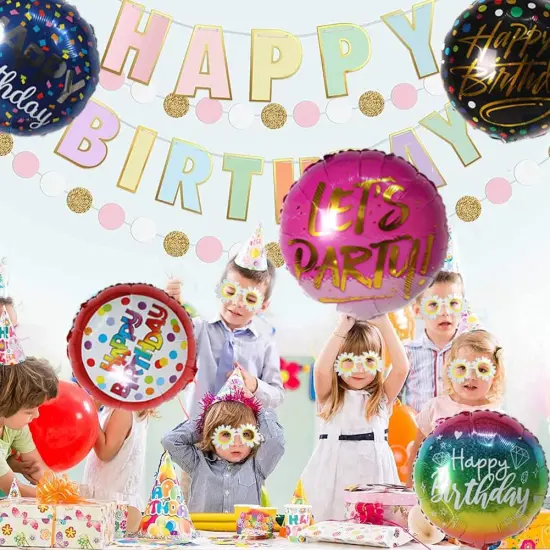 40 Pieces Happy Birthday Foil Balloons 18" Round Aluminum Foil Mylar Helium Balloon Inflatable Balloons for Birthday Party Baby Shower Decoration Supplies {4}