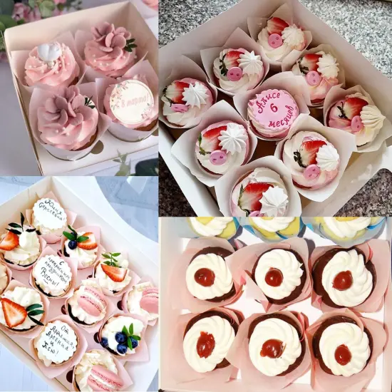 50 Pieces Tulip Cupcake Muffin Liners Paper Baking Cups Greaseproof Cupcake Wrappers for Birthday Wedding Party Baby Showers Catering Restaurants(Pink) {4}
