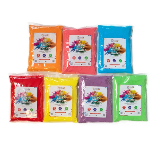 Kulture Khazana: Holi Color Powder - 1lb Bags, 7 Pack - All Natural, Washable, Biodegradable, Non-Toxic, Festival of Colors, Fun Run, Parties, Outdoor {1}