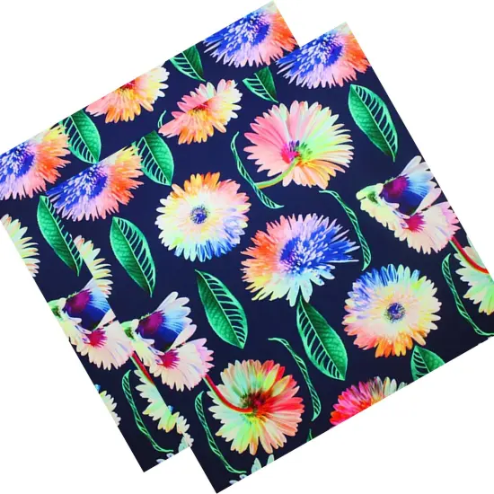 Rainbow Daisy Printed Spandex Fabric {4}