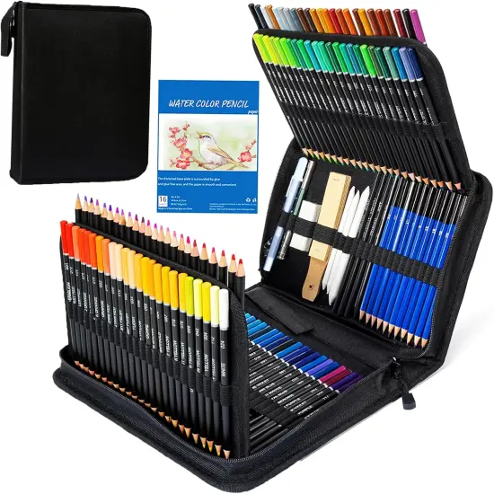146Pcs Drawing and Sketching Colored Pencils Set, Include Sketch Charcoal Colored Metallic Watercolor Graphite Mark Pencils {1}