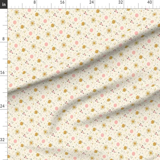 Various Fabrics by the Yard or Fat Quarter Boho Celestial Baby Nursery Pastel Whimsical Cute Toddler Kid Pink Gold Beige Custom Printed Fabric by Spoonflower {1}