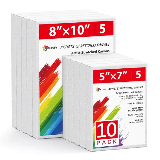 10Pcs Stretched Canvas 5x7, 8x10 (5 of Each) Primed 100% Cotton Art Canvases for Painting for Acrylic Pouring, Oil Paint {3}