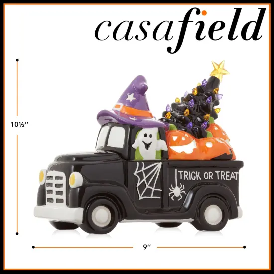Casafield Ceramic Halloween Hand-Painted Pre-Lit LED Tabletop Home D&eacute;cor Black Truck {5}