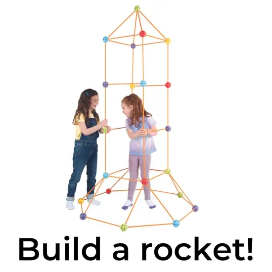 Everest Toys: Crazy Forts! Multi Color - 69pc Rod & Ball Fort Building Playset, STEM Toy, Indoor & Outdoor, Create Your Own Structures, Kids Ages 5+ {6}