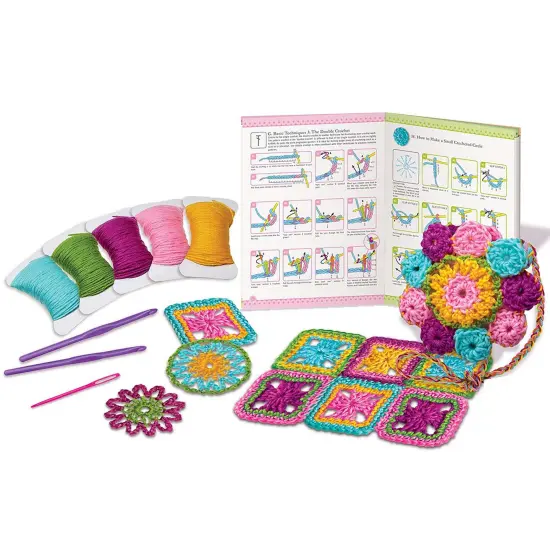 4M: Easy-To-Do Crochet - DIY Knitting Craft Kit, Learn 3 Yarn Work Projects, Create Coasters-Mini Bag-Placemat, All-In-1 Set, Beginners & Kids Ages 8+ {5}