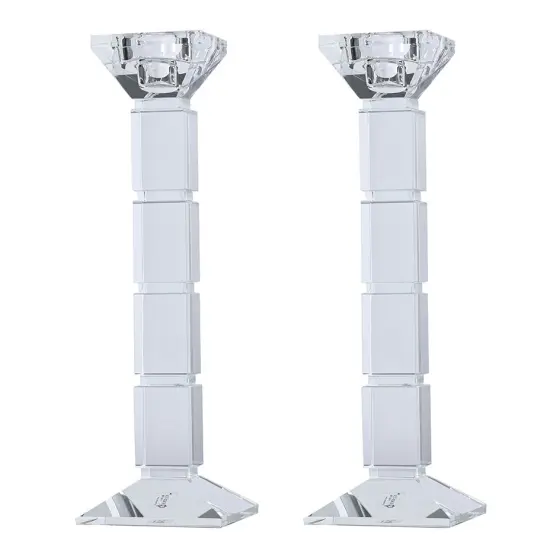 Crystal Candlesticks Square Design Set of Two {4}