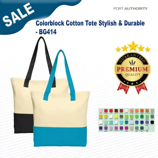 Port Authority&reg; Colorblock Cotton Tote Stylish & Durable {2}