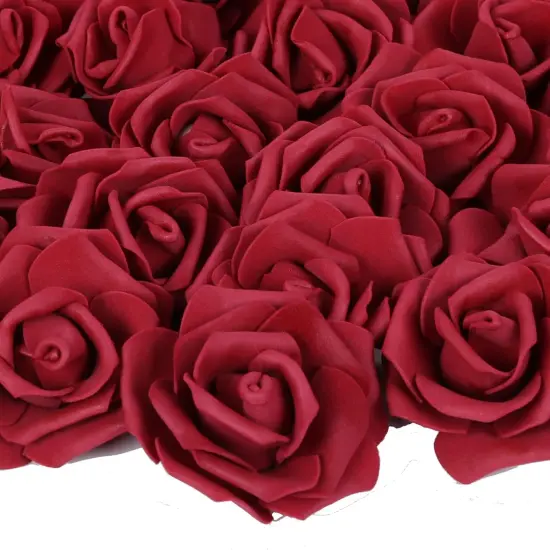 100 pcs Foam Rose Bulk Burgundy Fake Flower Bouquets {1}