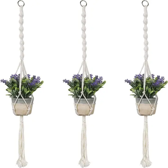 3 set Macrame Plant Hangers or Indoor Outdoor Plants, Cotton Rope Hanging Planter Basket Hanging Plant Flower Pots f Home Decorations {2}