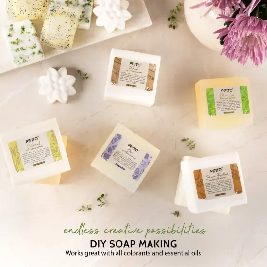 Pifito Melt and Pour Soap Base Sampler (7 lbs) │ Assortment of 7 Bases (1lb ea) │ Clear, White, Goats Milk, Shea Butter, Oatmeal, Honey, Olive Oil │ Glycerin Soap Making Supplies {3}