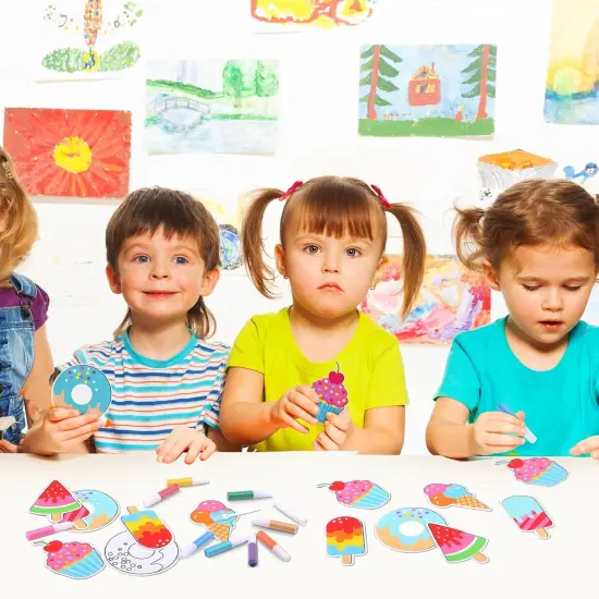 30 Sets Sand Art Kit Crafts for Kids 30 Sand Art Pictures with 23 Colored Sands DIY Sweet Treat Craft Paintings with Brushes {5}