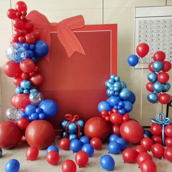 Blue Red White Balloons Arch Garland Kit, 147 Pcs Royal Blue Red White Confetti Blue Red Balloon for Graduation Birthday Party Decorations {4}
