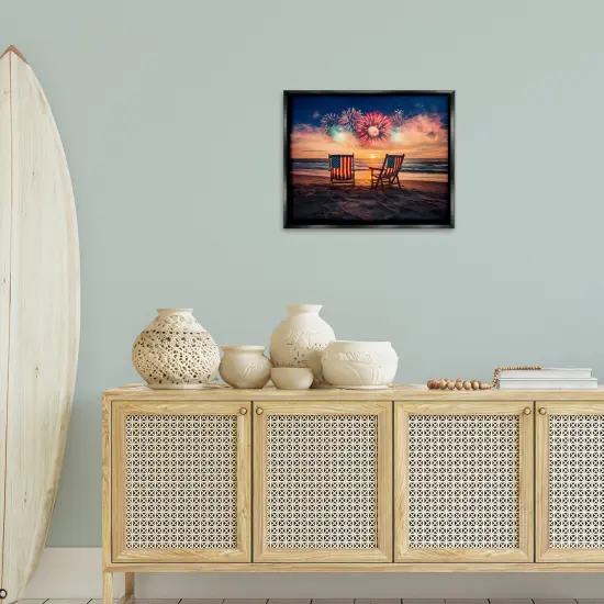 Stupell Industries Summer Fireworks at Beach Floating Frame Design by Arlington Prints {2}