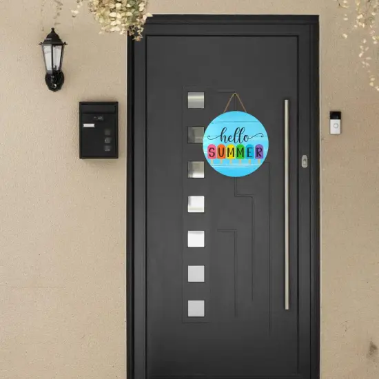 Hello Summer Door Sign Ice Lolly Summer Door Hanger Wooden Front Door Decor Beach Hanging for Farmhouse Home Porch Garden Yard Decor, 12 Inch {5}