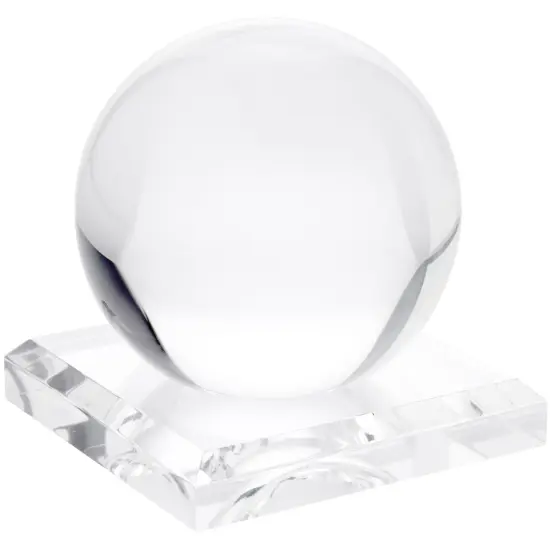 Plymor Clear Acrylic Square Display Base with Indented Circle to Hold Egg, Marble, Ball or Sphere, 4" W x 4" D x 0.75" H (2.5" Circle) {3}