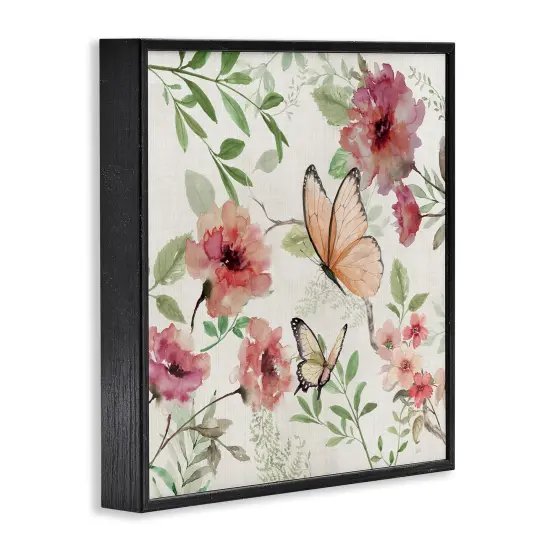 Stupell Industries Butterflies over Wild Cottage Flowers Framed Giclee Design by Nan {9}
