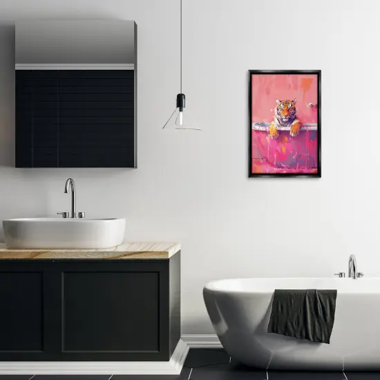 Stupell Industries Bright Bathing Tiger in Tub Floating Frame Design by LSR Design Studio {2}