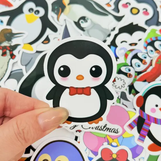 Wrapables Waterproof Vinyl Stickers for Water Bottles, Laptop, Phones, Skateboards, Decals for Teens, 100pcs, Penguin Fun {5}