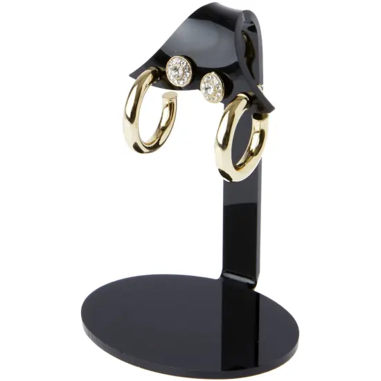 Plymor Black Acrylic 2 Pair Hanging Earring Display Stand, 2.75" W x 2.25" D x 4" H {3}