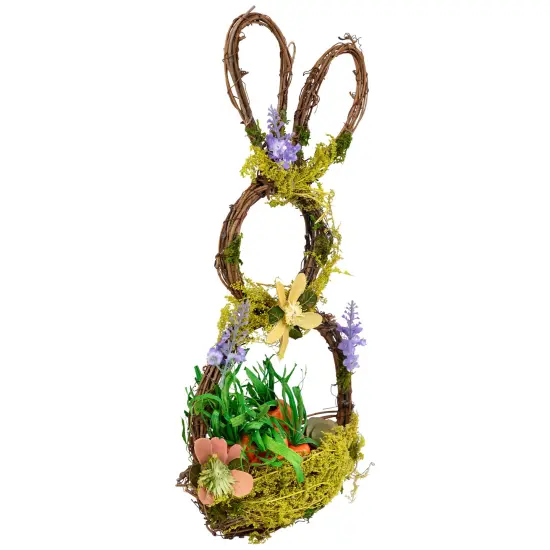Northlight Artificial Floral Bunny Hanging Easter Basket Decoration - 14.5" Brown {4}