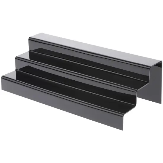 Plymor Black Acrylic 3-Step Solid Back Display Stairs, 5.5" H x 18" W x 8" D {2}