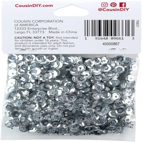 CousinDIY Cupped Sequins-Silver, 5mm 800/Pkg {4}