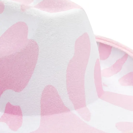 Cowboy Hat for Women, Men - Light Pink Cowgirl Hat with Cow Print Design for Birthday Party, Costume (Adult Size) {6}