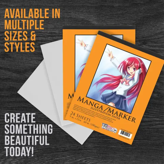9&rsquo; x 12" Premium Manga Marker Paper Pad (2 Pack, 48 Sheets Total) - 60lb (100gsm) Drawing Sketchbook for Alcohol & Acrylic Paint Markers {5}