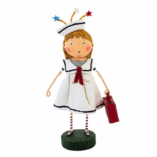 Lori Mitchell 7.0 Inch Bon Voyage Patriotic Figurine , Lightweight Summer Decor Sailor Dress Travel Vacation White {1}